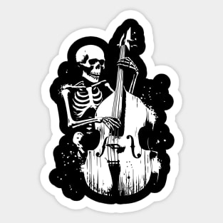 funny skeleton playing bass Sticker